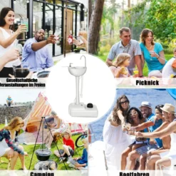 Campingwaschbecken mit 17L Wassertank & Fußpumpe & Handtuchhalter