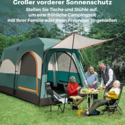 Campingzelt für 6 Personen mit 2-Raum-Trennwand & Regenschutz & PE-Plane & Netzfenstern