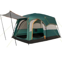 Campingzelt für 6 Personen mit 2-Raum-Trennwand & Regenschutz & PE-Plane & Netzfenstern