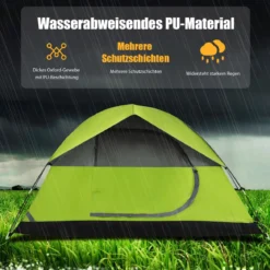 Campingzelt mit wasserabweisendem Oxford-Stoff Doppelschicht 212 x 152 x 122 cm Grün