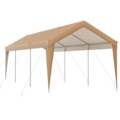 Carport Zeltgarage Tragbares Garagenzelt mit Metallrahmen 600 x 301 x 285 cm Gelb