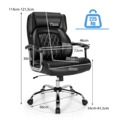 Chefsessel ergonomischer Bürostuhl bis 225 kg belastbar Schreibtischstuhl mit Wippfunktion