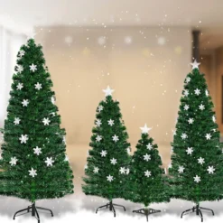 Christbaum LED 90/120/150/180 cm Künstlicher Weihnachtsbaum mit Glasfaser-Farbwechsler Grün