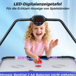 144 cm Airhockey-Tisch Airhockey-Arcade-Spieltisch mit leistungsstarkem 12V Motor und LED-Digitalanzeige Schwarz