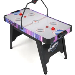 144 cm Airhockey-Tisch Airhockey-Arcade-Spieltisch mit leistungsstarkem 12V Motor und LED-Digitalanzeige Schwarz