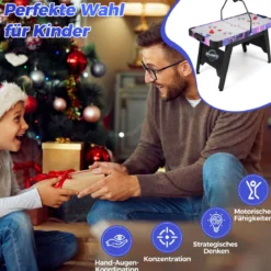144 cm Airhockey-Tisch Airhockey-Arcade-Spieltisch mit leistungsstarkem 12V Motor und LED-Digitalanzeige Schwarz
