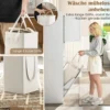 170 cm Badezimmerschrank hoher & schlanker Wäscheturm mit Stauraum verstellbares Regal Wäschesack Weiß
