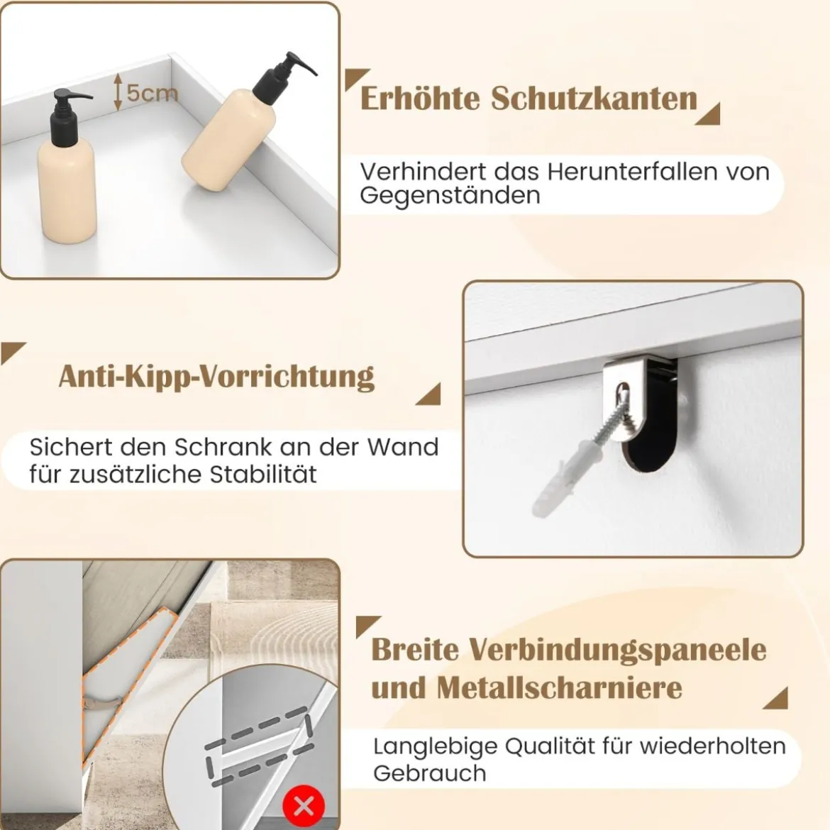 170 cm Badezimmerschrank hoher & schlanker Wäscheturm mit Stauraum verstellbares Regal Wäschesack Weiß
