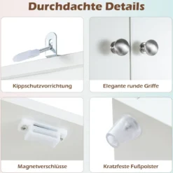 180 cm Badezimmerschrank mit Schublade & Türen & Verstellbaren Regalen Bodenschrank Weiß