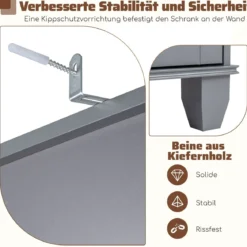 172 cm Badezimmerschrank schmaler Badschrank mit 3 offenen Regalen 1 Schublade 1 Tür Grau