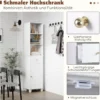 172 cm Badezimmerschrank schmaler Badschrank mit 3 offenen Regalen 1 Schublade 1 Tür & verstellbarem Regal Weiß