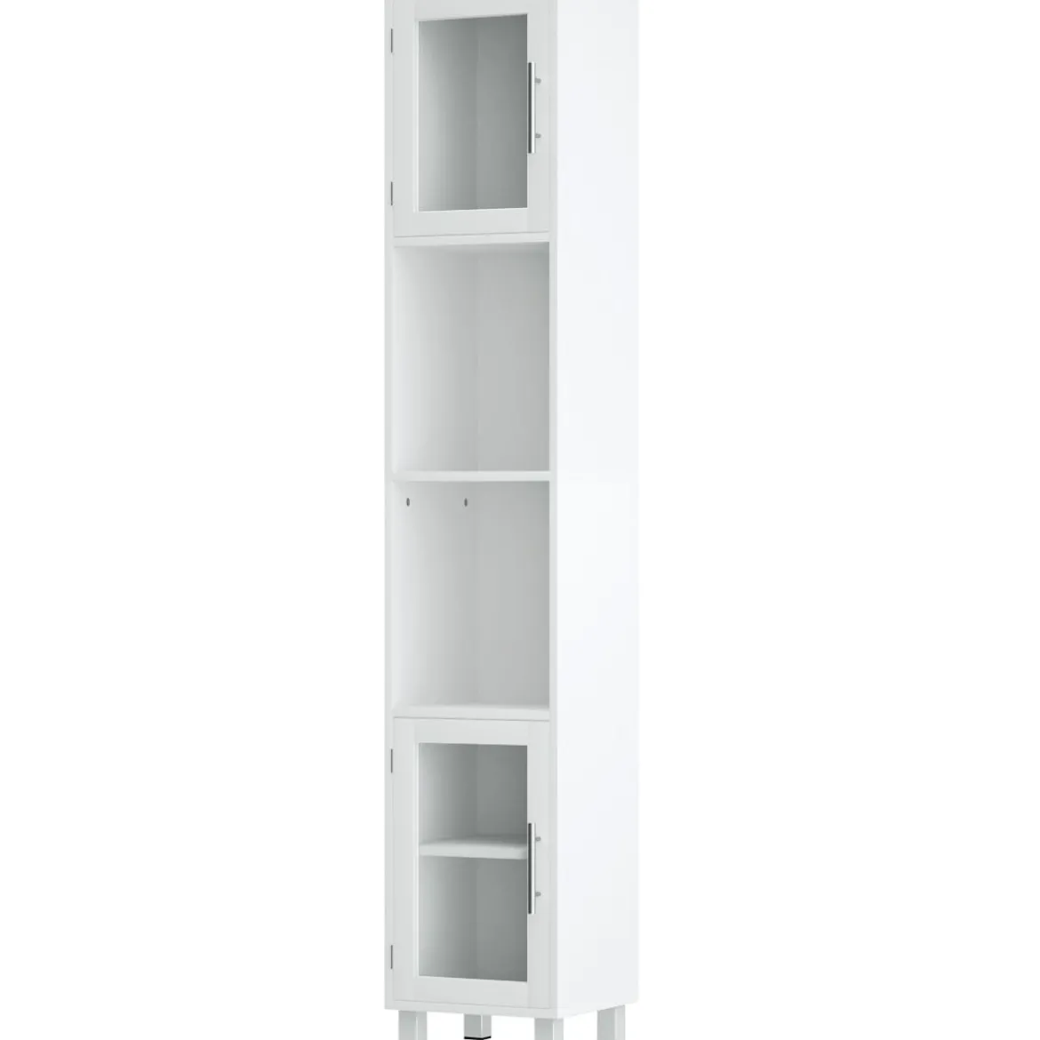 180 cm Badezimmerschrank Schmaler Turmschrank mit 2 Ablagen Weiß