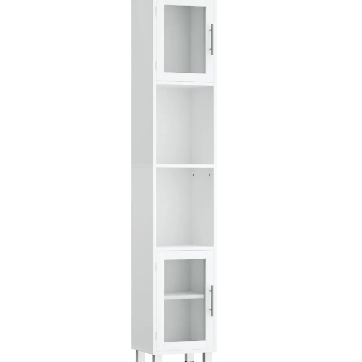 180 cm Badezimmerschrank Schmaler Turmschrank mit 2 Ablagen Weiß