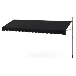 250 / 400 cm Balkonmarkise ohne Bohren mit Handkurbel Höhenverstellbare & Klemmmarkise