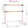 120cm Ballettstange freistehend Ballet Bar 4 stufig höhenverstellbar Ballett Barre mit 2 Holzstangen Rosa