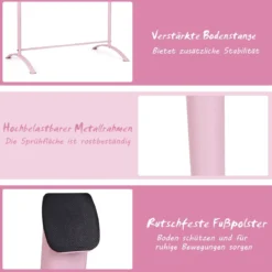 120cm Ballettstange freistehend Ballet Bar 4 stufig höhenverstellbar Ballett Barre mit 2 Holzstangen Rosa
