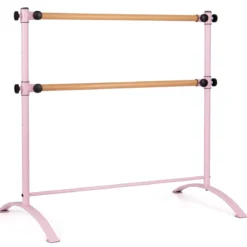 120cm Ballettstange freistehend Ballet Bar 4 stufig höhenverstellbar Ballett Barre mit 2 Holzstangen Rosa