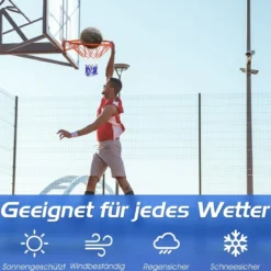 Ø 45 cm Basketball-Korb und Netz Basketballkorb mit Netz für In- und Outdoor Rot + Weiß + Blau