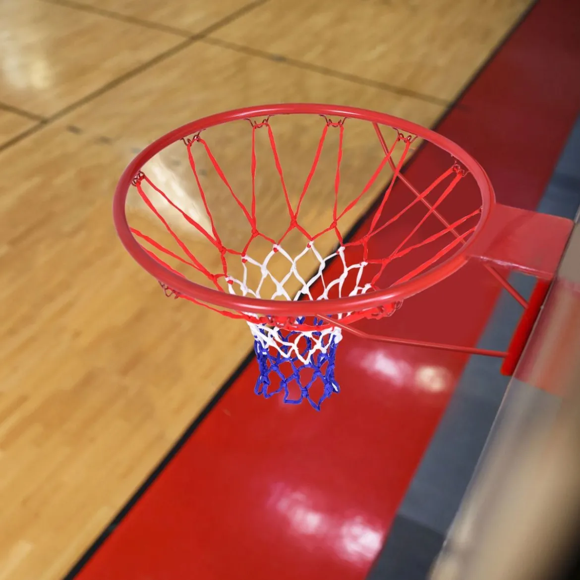 Ø 45 cm Basketball-Korb und Netz Basketballkorb mit Netz für In- und Outdoor Rot + Weiß + Blau