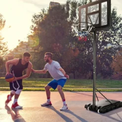 130 - 305 cm Basketballständer mit Netz & 2 Rädern Höhenverstellbar Schwarz
