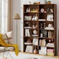 178 cm Bücherregal mit 2 Kippsicherungssets Freistehendes Standregal Display Regal Braun