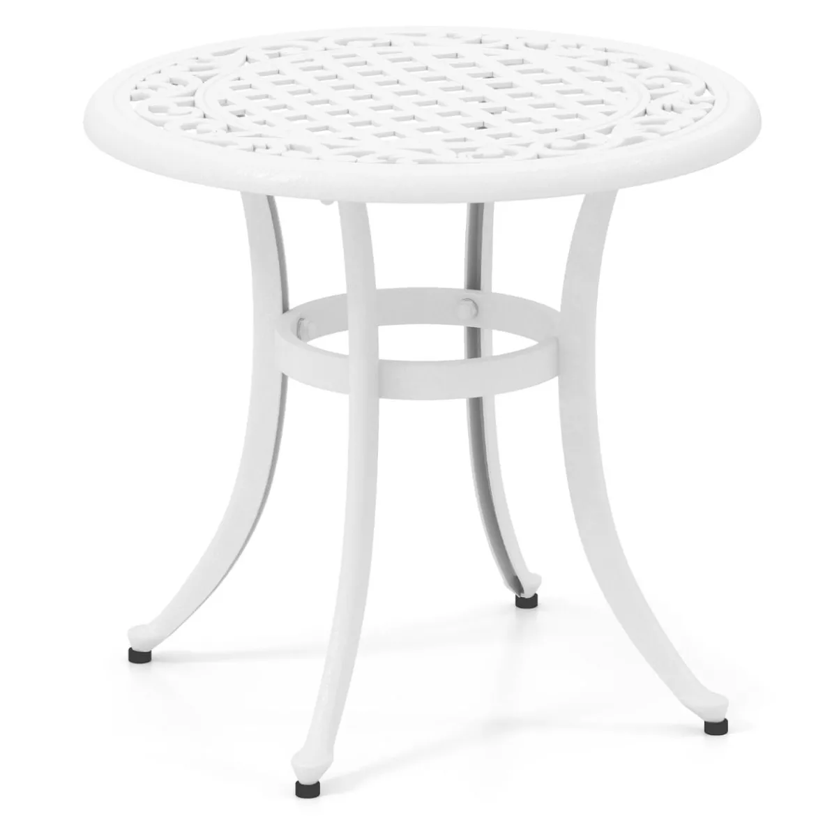 Ø 60 cm Beistelltisch aus Aluminiumguss mit Verstellbaren Fußpolstern Runder Balkontisch