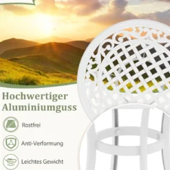 Ø 60 cm Beistelltisch aus Aluminiumguss mit Verstellbaren Fußpolstern Runder Balkontisch
