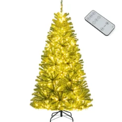 180 cm Beleuchteter Künstlicher Weihnachtsbaum Klappbarer Christbaum mit 700 Warmweißen LED-Lichtern 680 Zweigspitzen