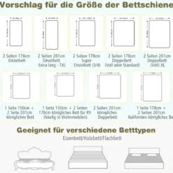 175 cm Bettgitter mit 24 Einstellbare Höhen & Seitentasche Bettschutzgitter Grau