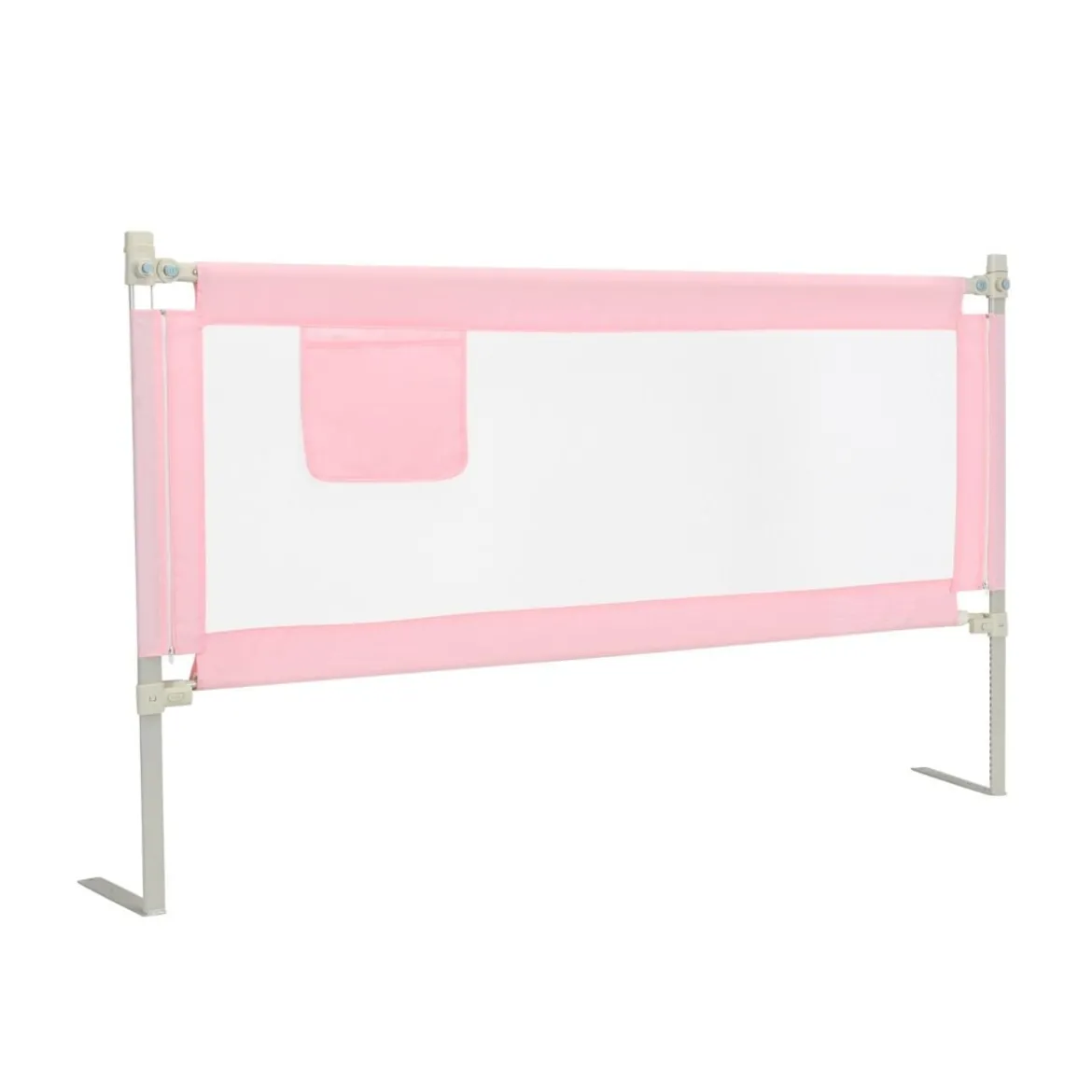 175 cm Bettgitter mit 24 Einstellbare Höhen & Seitentasche Bettschutzgitter Rosa
