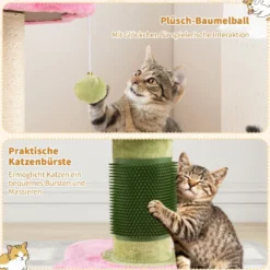 69 cm Blumen Katzenbaum mit Gepolstertem Plüsch-Sitzplatz Kleiner Kletterbaum Kratzbaum Rosa