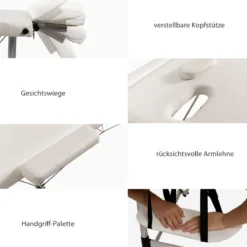 70cm breit Alu Massagetisch mit Tragetasche 2-Fach Faltbares Massagebett mit abnehmbarer Kopfstütze und Armlehnen