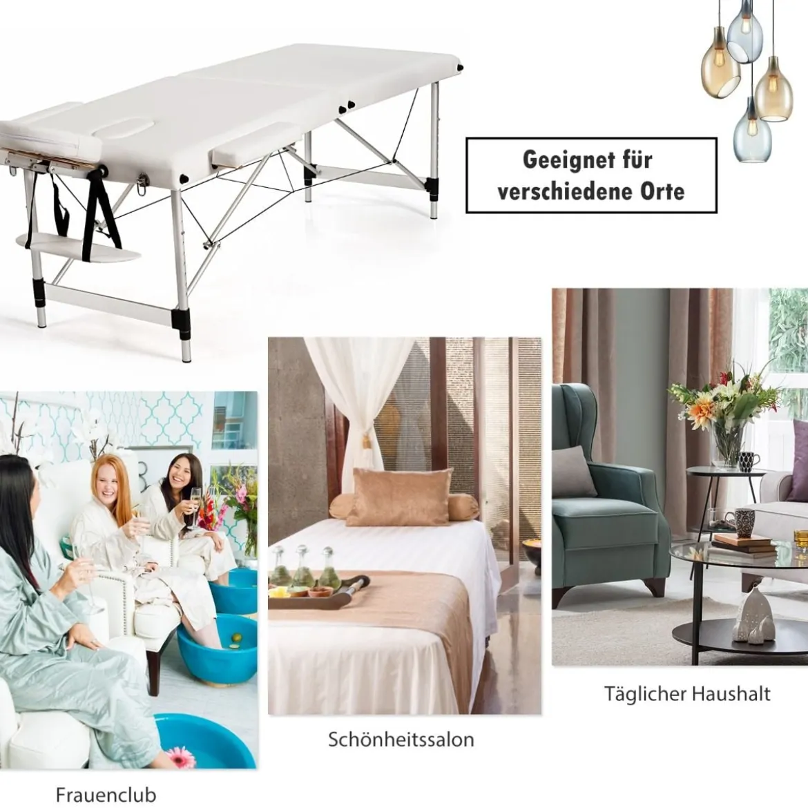 70cm breit Alu Massagetisch mit Tragetasche 2-Fach Faltbares Massagebett mit abnehmbarer Kopfstütze und Armlehnen