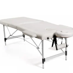 70cm breit Alu Massagetisch mit Tragetasche 2-Fach Faltbares Massagebett mit abnehmbarer Kopfstütze und Armlehnen