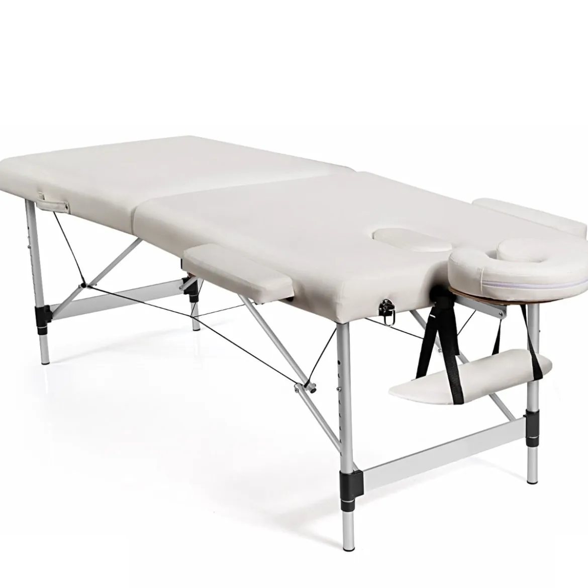 70cm breit Alu Massagetisch mit Tragetasche 2-Fach Faltbares Massagebett mit abnehmbarer Kopfstütze und Armlehnen