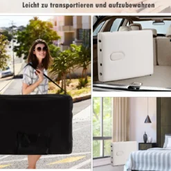 70cm breit Alu Massagetisch mit Tragetasche 2-Fach Faltbares Massagebett mit abnehmbarer Kopfstütze und Armlehnen