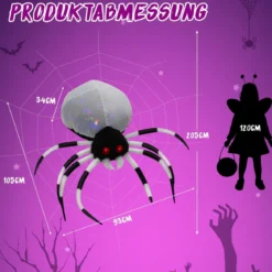 105 cm Breite Aufblasbare Halloweenspinne mit Mehrfarbigen Lichtern & Gebläse