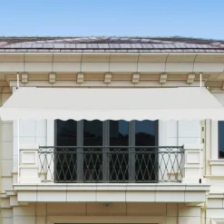 200cm Breit Klemmmarkise ohne Bohren UV-beständige Balkonmarkise Höhenverstellbare Markise Beige