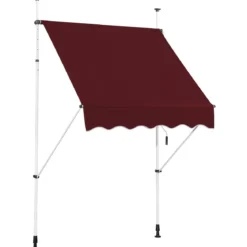 150 cm Breit Klemmmarkise ohne Bohren UV-beständige Balkonmarkise Höhenverstellbare Markise Rot
