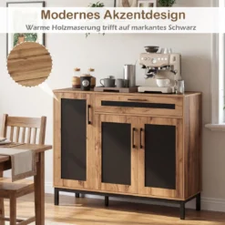 120 cm Buffetschrank Sideboard Beistellschrank Holz großes Bauernhaus Aufbewahrungsschrank Natur
