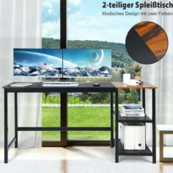 150 cm Computertisch mit Herausnehmbaren Ablagefächern & Kopfhörerhaken Schwarz