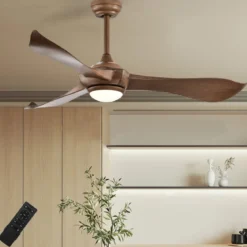 136 cm Deckenventilator aus Holz mit Beleuchtung & Fernbedienung & 1-8H Timer Braun
