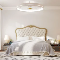 φ48cm Deckenventilator mit Beleuchtung umkehrbarer Ventilator LED Deckenleuchte 3000-6500K dimmbar mit 6 Windgeschwindigkeiten Weiß
