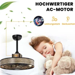 50 cm Deckenventilator mit Beleuchtung & Fernbedienung & 4H Timer Ventilator Deckenleuchte
