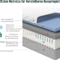 20cm dicke Doppelbettmatratze Noppenschaumstoff kühler und atmungsaktiver Schaumstoff für verstellbares Bett