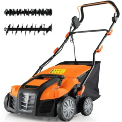 41 cm Elektrischer Vertikutierer & Rasenlüfter 15A 2-in-1 Rasenvertikutierer mit 3-Positionen Höhenverstellung