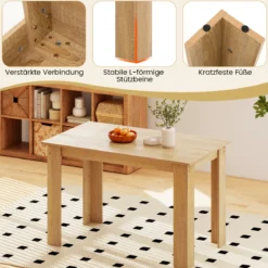 120 cm Esstisch für 4-6 Personen Holz Rechtecktisch großer Esszimmertisch moderner Küchentisch Natur/Weiß