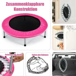Ø 97 cm faltbares Trampolin Mini-Falttrampolin für Kinder tragbar Rosa
