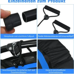 φ101cm Fitmess Trampolin Mini Trampolin mit höhenverstellbarm Haltegriff & 2 Widerstandsbändern