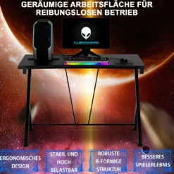 116 cm Gaming-Schreibtisch mit Ergonomischem Design 116 x 75 x 77 cm Schwarz